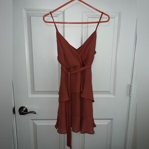 Dry Goods Rust Red Ruffle Mini Dress